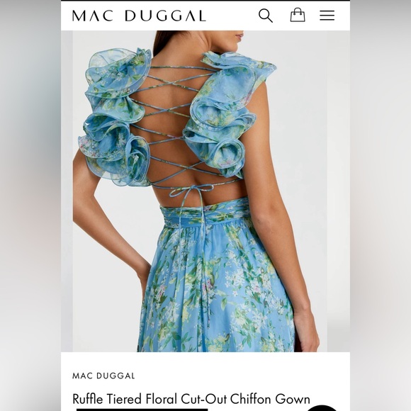 MacDuggal Ruffle Tiered floral cut out Chiffon gown - Picture 6 of 6